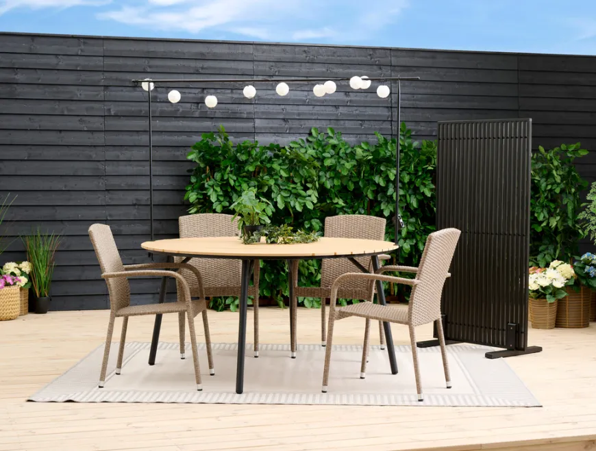 Terrasseavskjerming New York svart akasie – Sunlife®