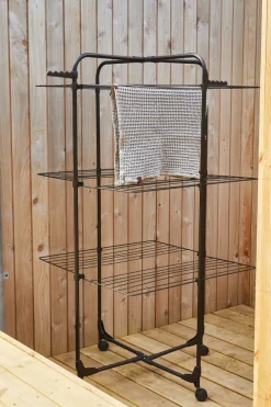 Tørkestativ m/hjul svart 70 x 70 x 133 cm