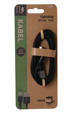 USB-A til lightning-kabel med 90-graders plugg – 1 meter