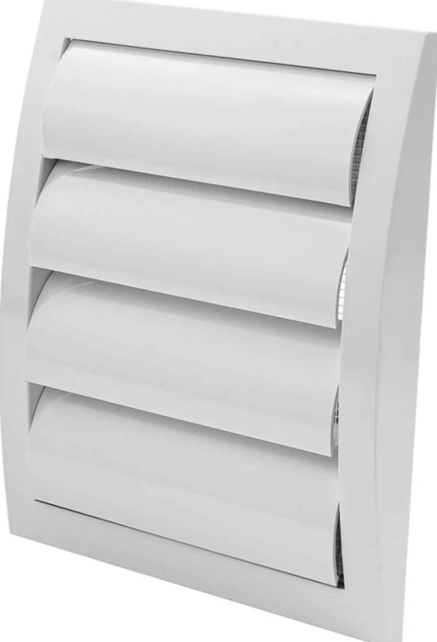 Ventilasjonsrist med vindstopp 19 x 19 cm - hvit