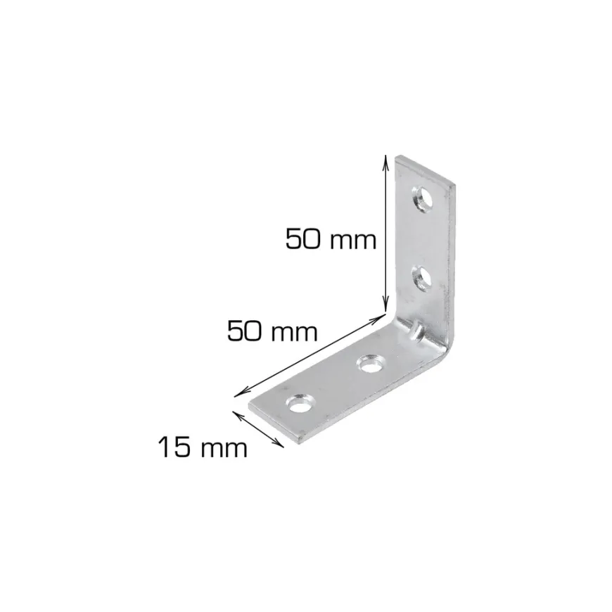 Vinkelbeslag 50 x 50 x 15 mm - 2 stk.